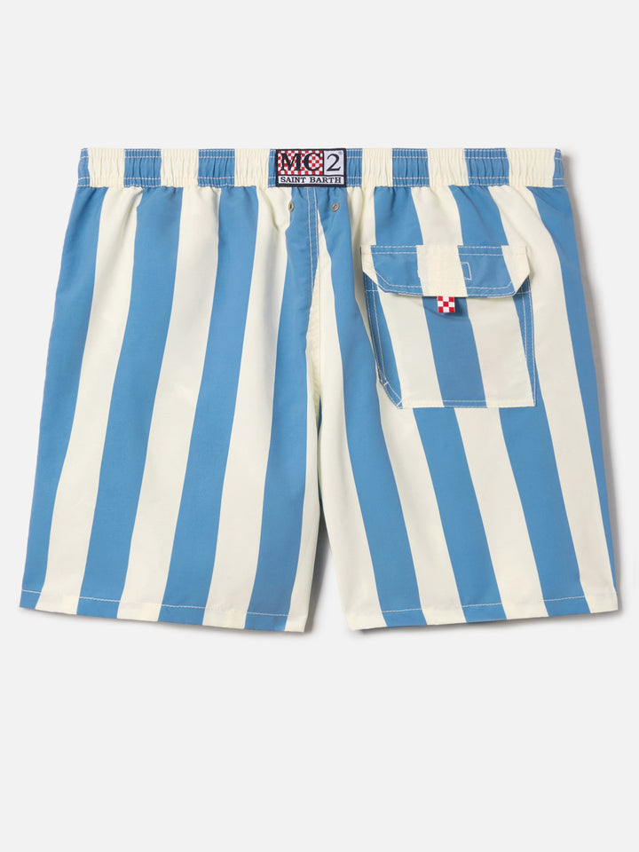 Syros swim shorts with white and light blue stripes