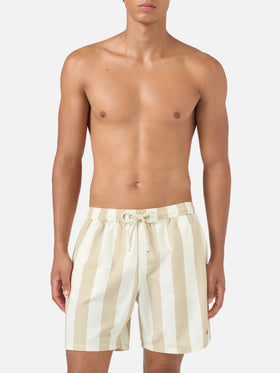Costume mare Syros a righe bianche e beige