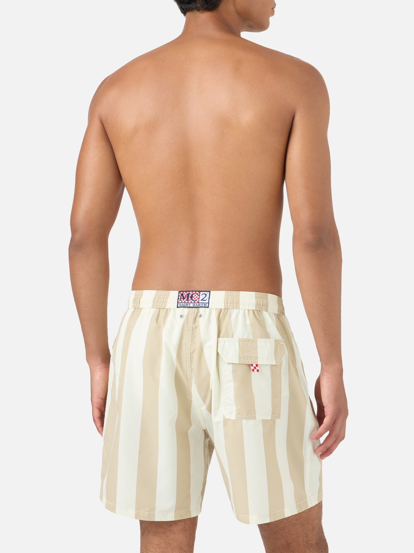 Costume mare Syros a righe bianche e beige