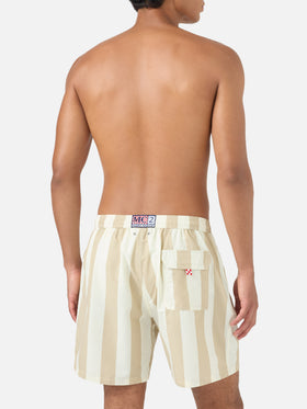 Costume mare Syros a righe bianche e beige