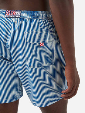 Syros swim shorts with white and blue striped pattern