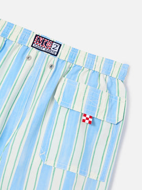 Costume Syros Jr a righe con ricamo St. Barth