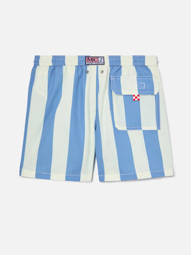 Syros Jr swim shorts wide striped with St. Barth embroidery