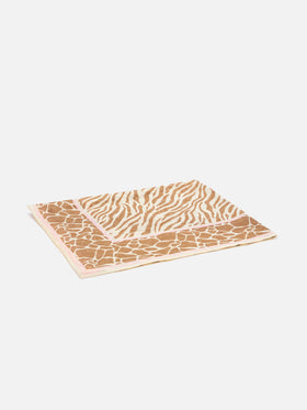Thaiti long pareo in silk blend with brown zebra animal print