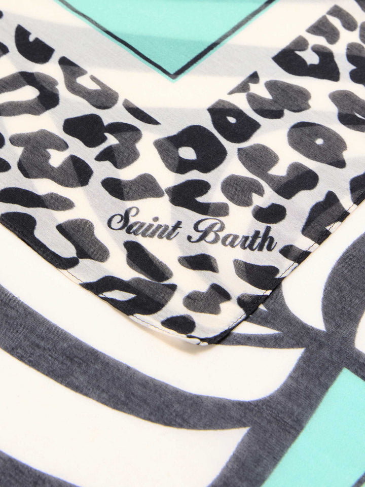 Langes Thaiti-Pareo aus Seidenmischung mit Savannenprint 