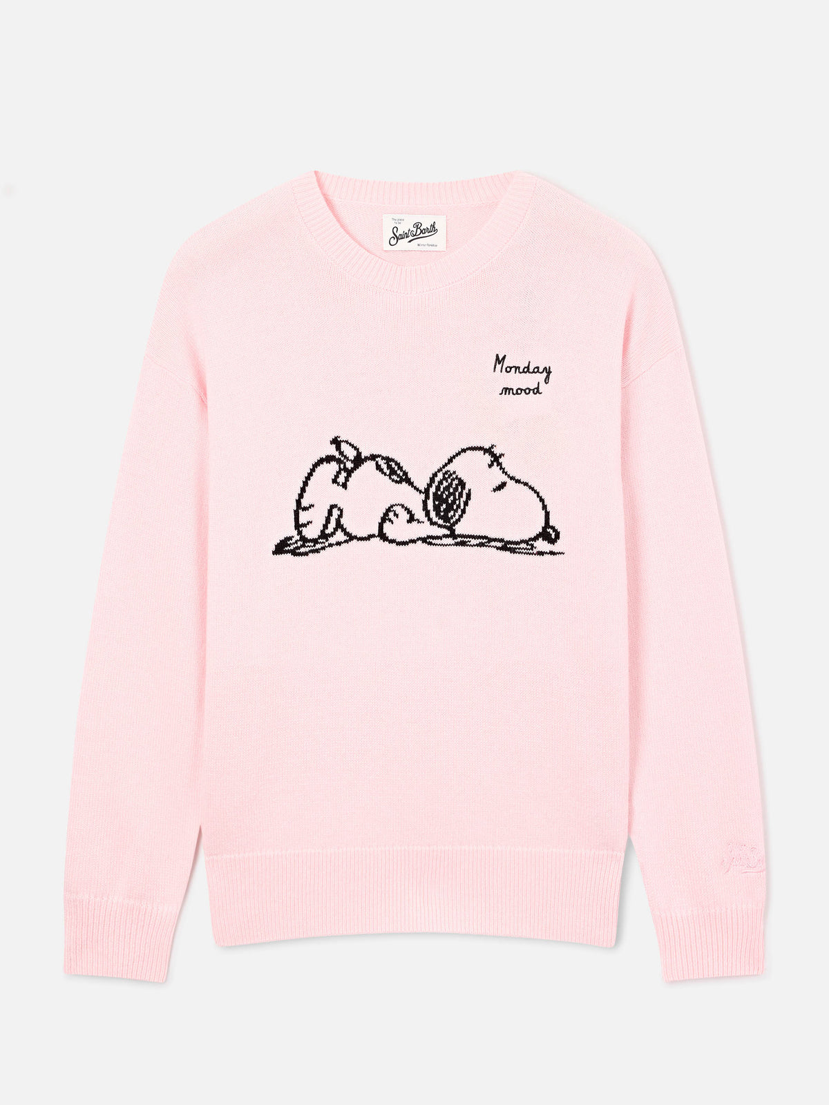 Pink Tessa wool and cashmere blend crewneck knit with Snoopy intarsia | Special edition