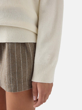 Off-white Tessa Rundhals-Strick aus Wolle und Kaschmir-Mischung mit Favolosa-Stickerei 