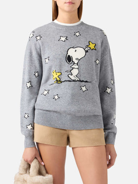 Grey Tessa wool and cashmere blend crewneck knit with Snoopy intarsia | Special edition