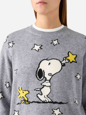 Grey Tessa wool and cashmere blend crewneck knit with Snoopy intarsia | Special edition