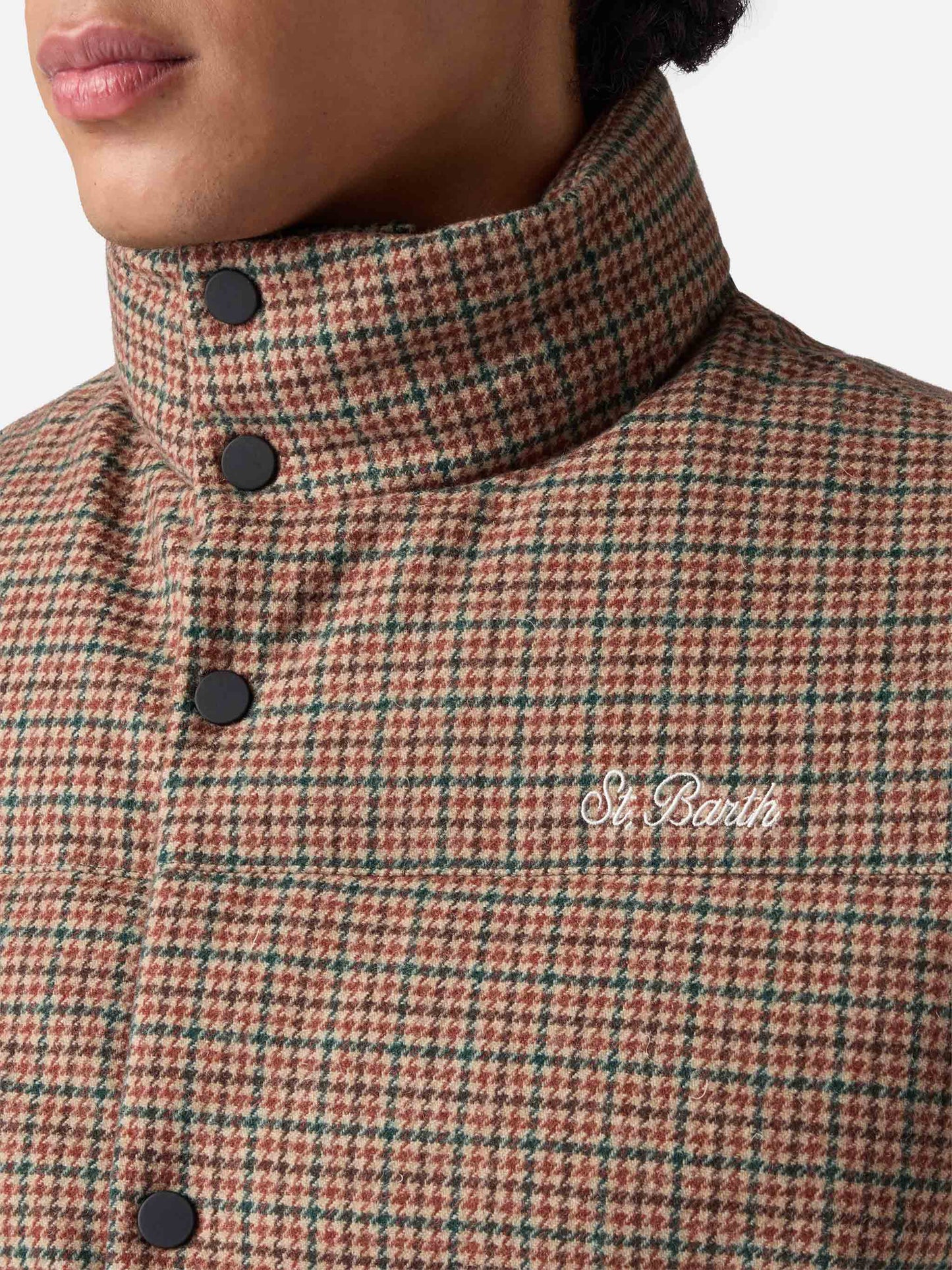 Down padded vest Thunder with pied de poul print