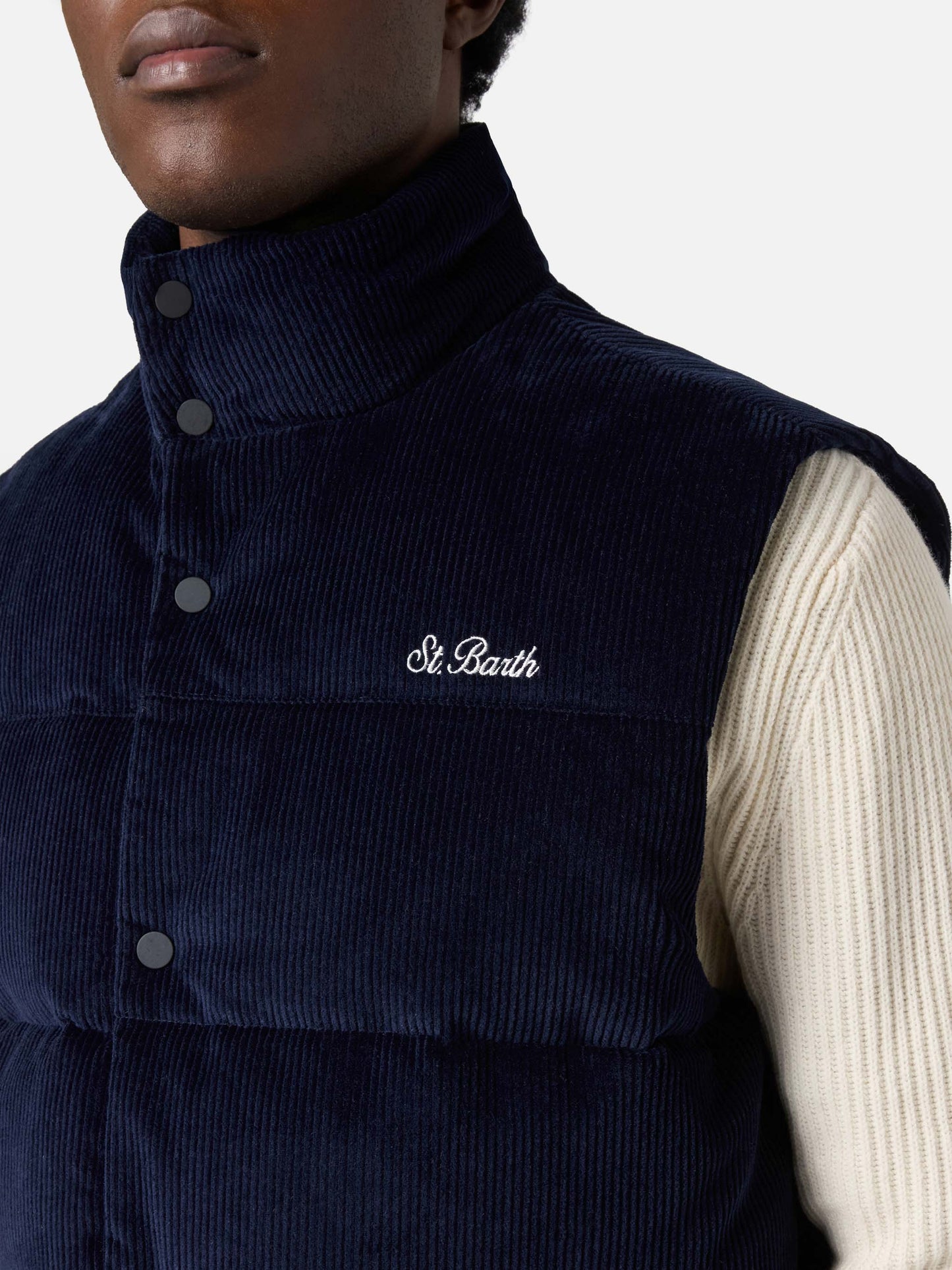 Down padded vest Thunder with in navy blue corduroy