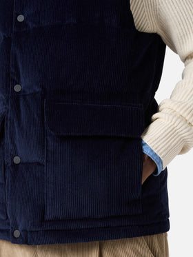 Down padded vest Thunder with in navy blue corduroy