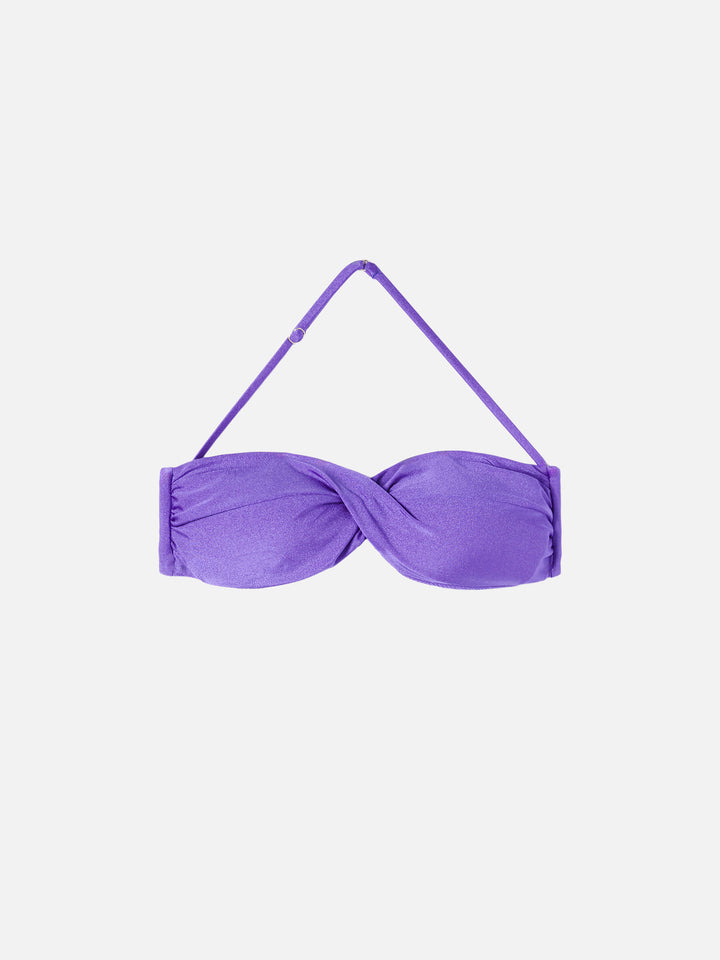 Top a bralette Tiarè con in viola shiny