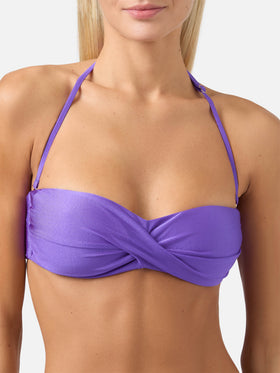 Bikini donna a fascia con stampa maioliche