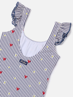 Tilda one-piece swimsuit in striped seersucker with embroidery