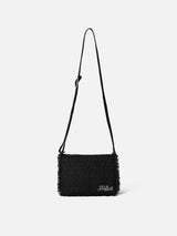 Black tweed cross-body bag Tita with Saint Barth embroidery