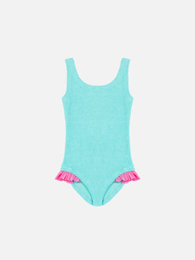 Costume intero Tiana in crinkle verde acqua