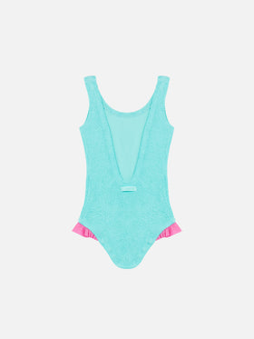 Costume intero Tiana in crinkle verde acqua