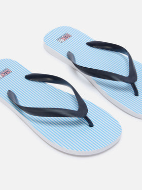 Tommy Flip-Flops zum Hineinschlüpfen aus Gummi mit hellblauen Streifen 