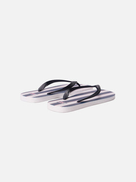 Tommy rubber slip-on flip flops with blue and white wide stripes