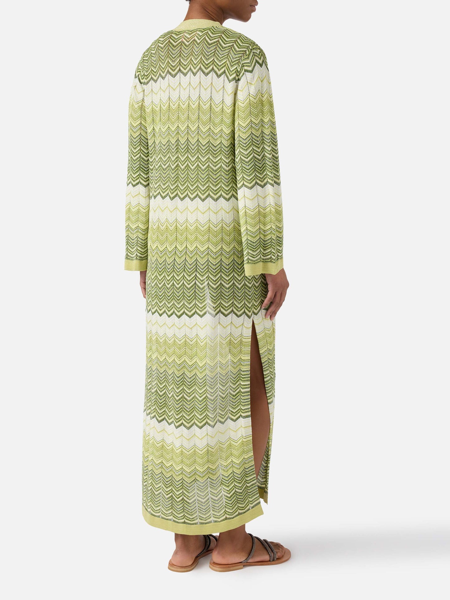 Cardigan lungo Tonia in maglia verde