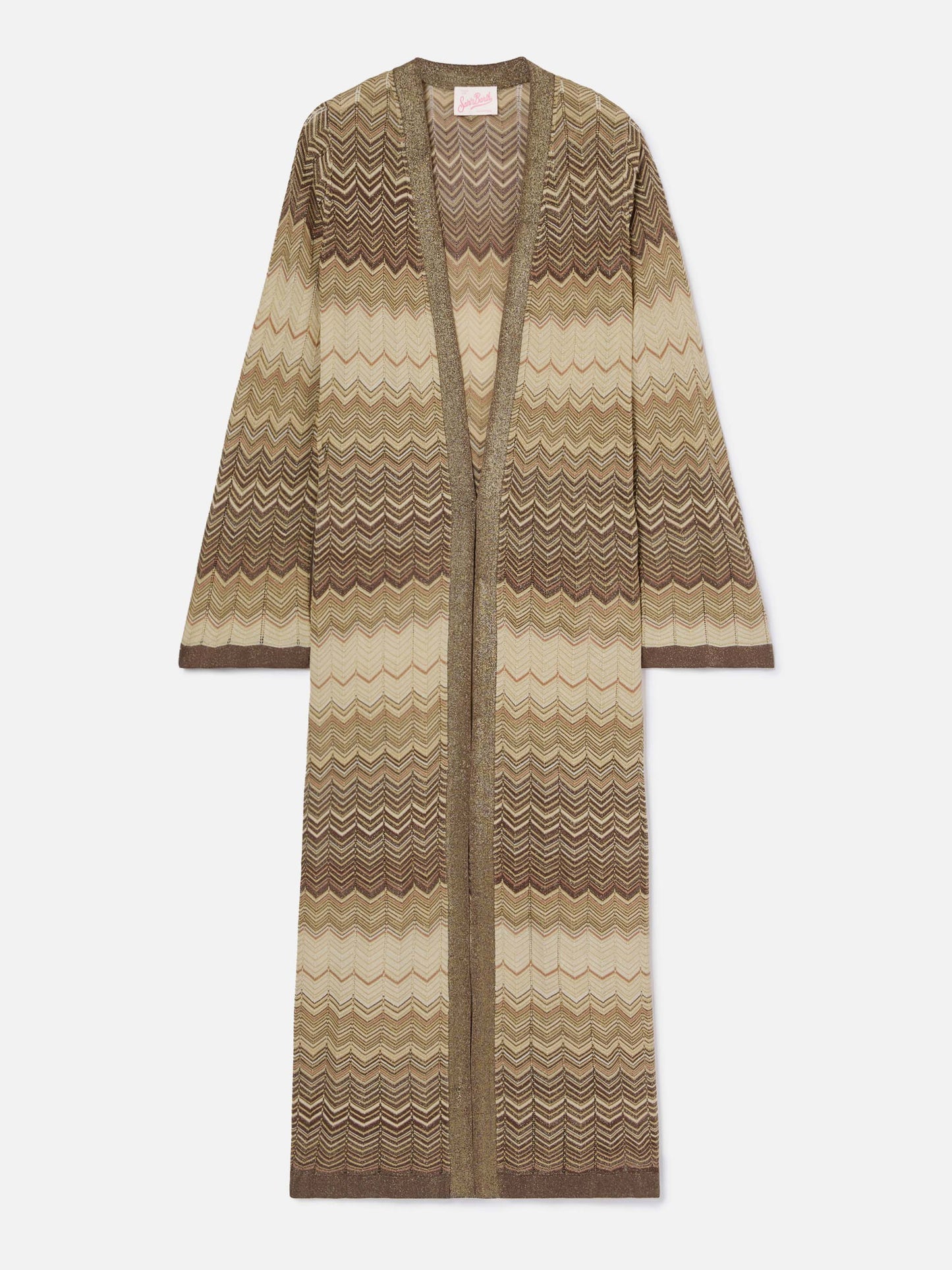 Cardigan lungo Tonia in maglia marrone