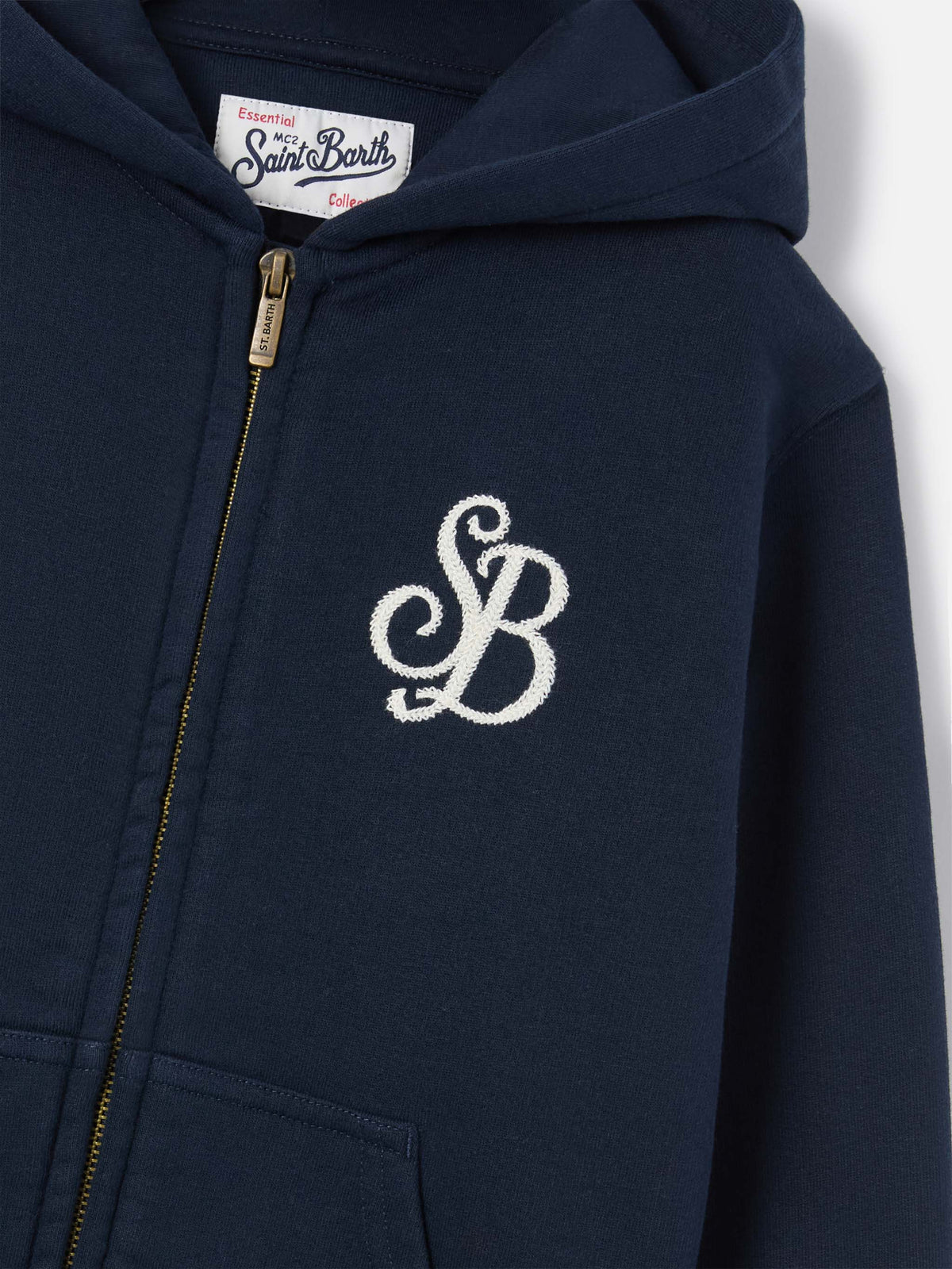 Navy blue Toronto cotton blend hoodie with SB Legacy monogram