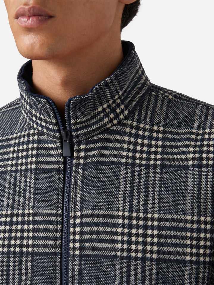 Navy blue Traveler bomber jacket in Prince of Wales check