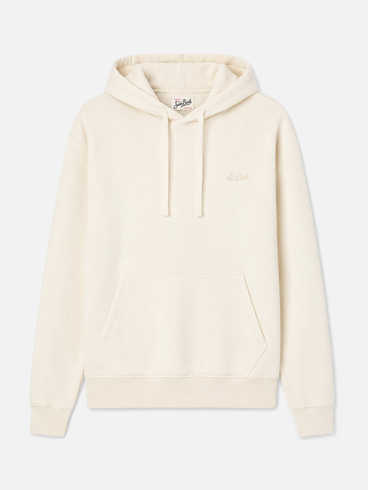 Sudadera con capucha Tribeca de algodón en color crema con bordado St. Barth 