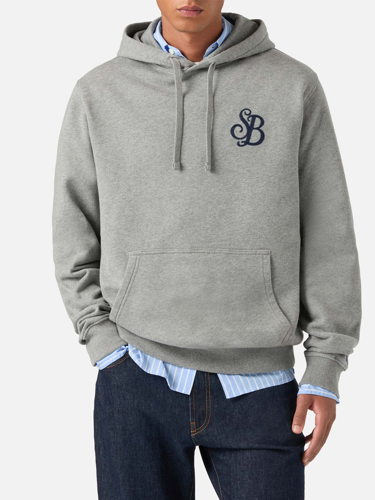 Sweat à capuche Tribeca gris en coton avec monogramme SB Legacy 