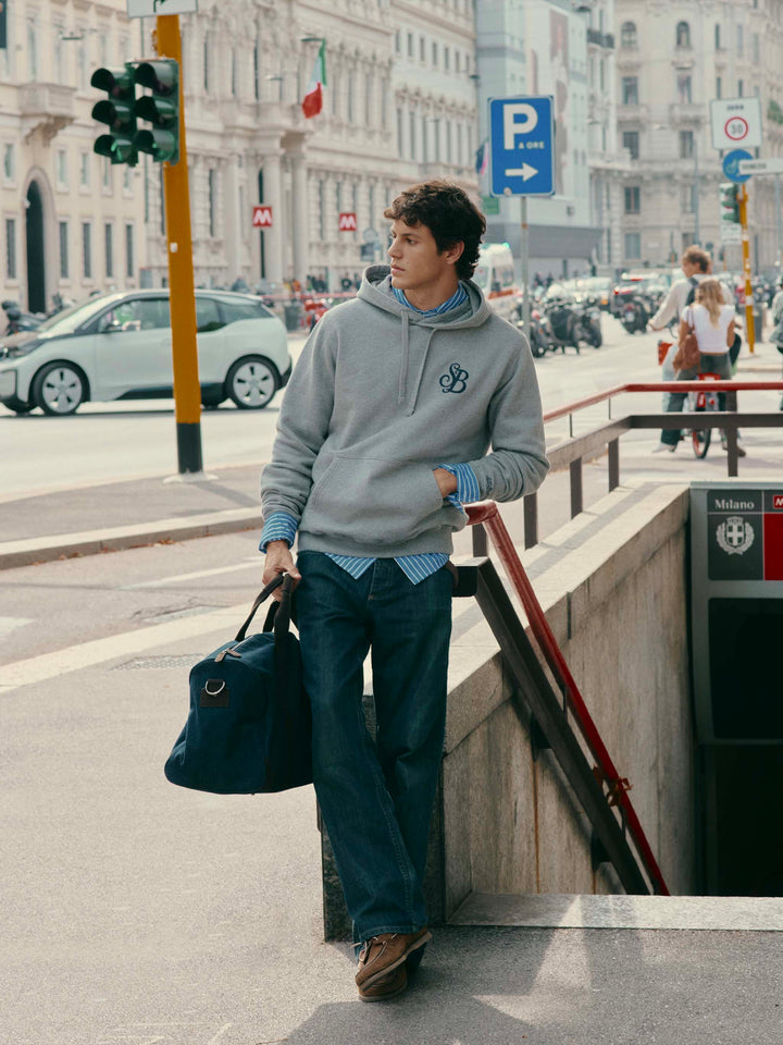 Sweat à capuche Tribeca gris en coton avec monogramme SB Legacy 