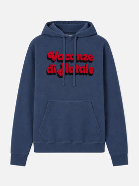 Tribeca cotton hoodie in blue with Vacanze di Natale embroidery | VACANZE DI NATALE SPECIAL EDITION