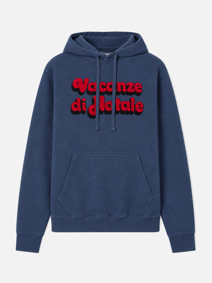 Tribeca cotton hoodie in blue with Vacanze di Natale embroidery | VACANZE DI NATALE SPECIAL EDITION