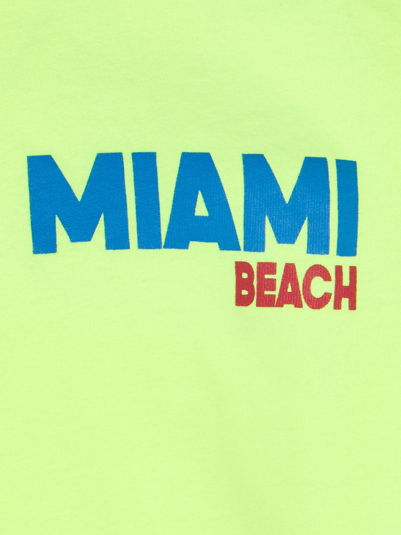 T-shirt da bambino in cotone con stampa cartolina di Miami Beach