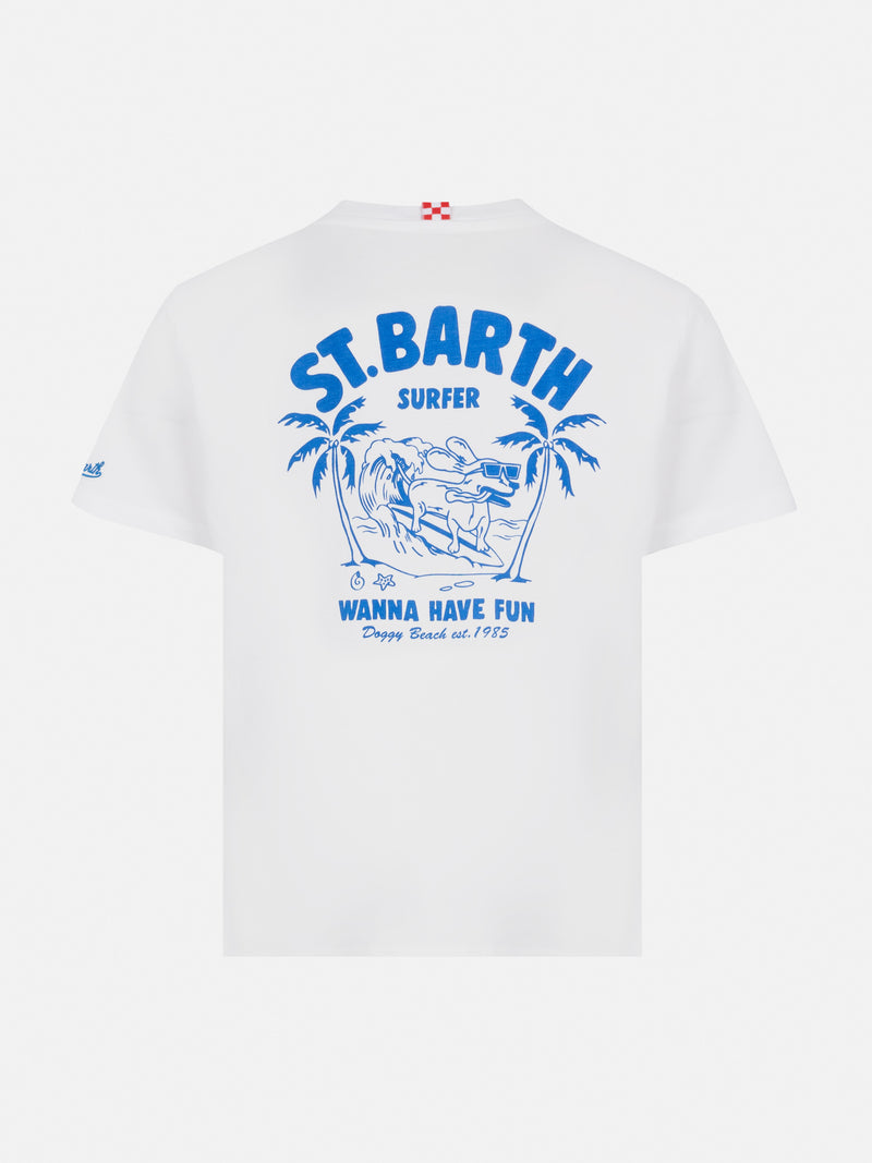 T-shirt in cotone con stampa St. Barth surfer