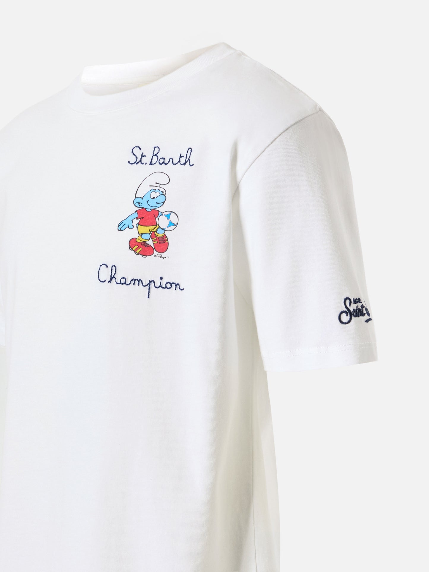 T-shirt in cotone con ricamo Puffo | THE SMURF SPECIAL EDITION