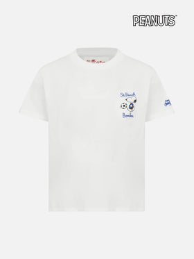 Cotton t-shirt with St. Barth bomber embroidery and Snoopy print | SNOOPY PEANUTS® SPECIAL EDITION