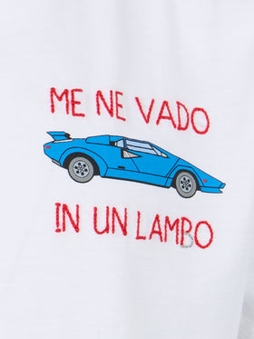 Cotton t-shirt with Me ne vado In un lambo embroidery