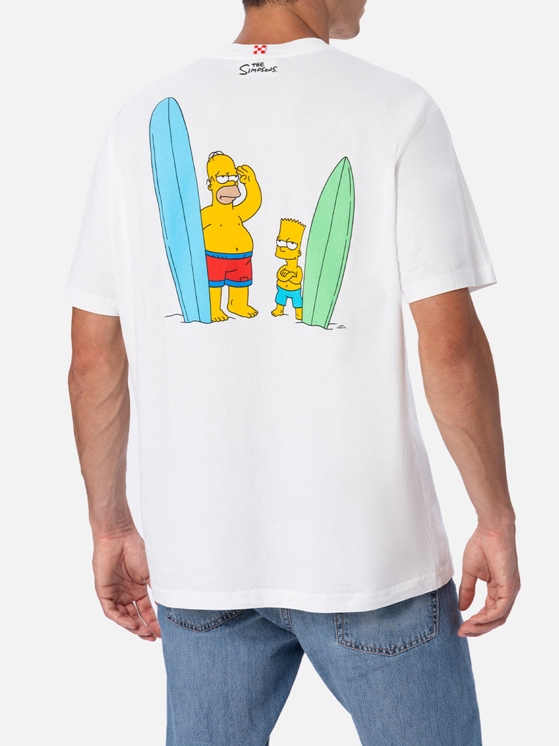 Herren-T-Shirt aus Baumwolle mit The Simpson-Stickerei vorne und Aufdruck hinten | DIE SIMPSON-SONDERAUSGABE