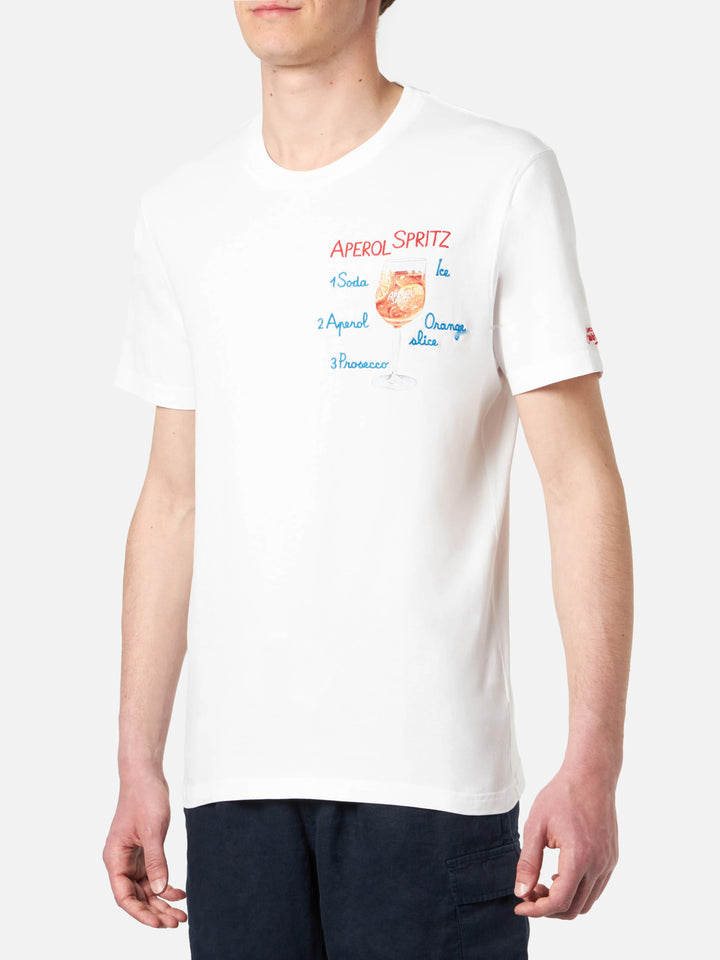 Herren-T-Shirt aus Baumwolle mit Aperol Spritz-Stickerei vorne | APEROL SONDEREDITION