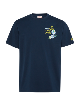 Baumwoll-T-Shirt mit kleinem Gin Tonic-Aufdruck