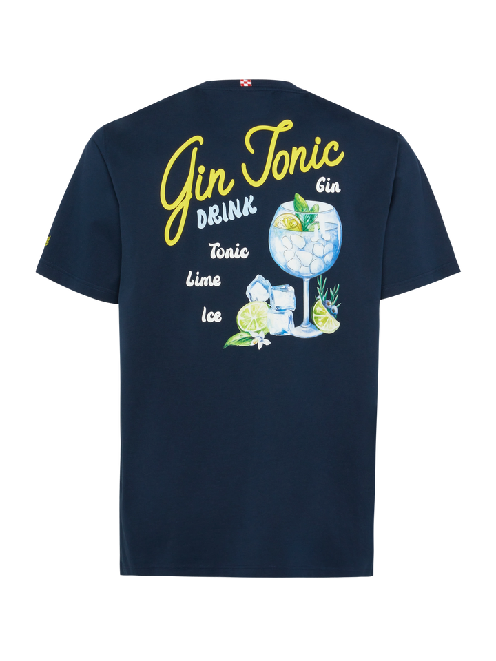 Baumwoll-T-Shirt mit kleinem Gin Tonic-Aufdruck