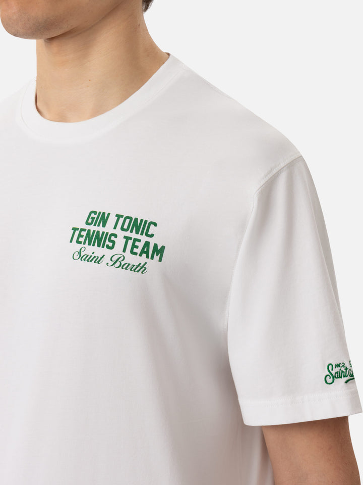 Baumwoll-T-Shirt mit kleinem Gin Tonic-Aufdruck