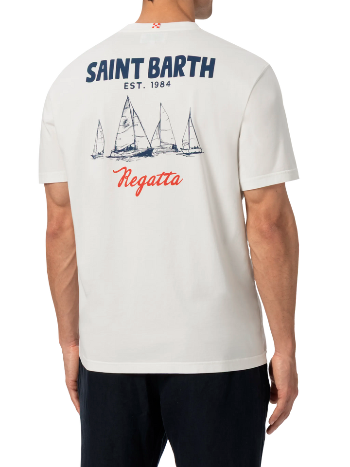 Organic cotton T-shirt with Saint Barth regatta print - MC2 Saint Barth