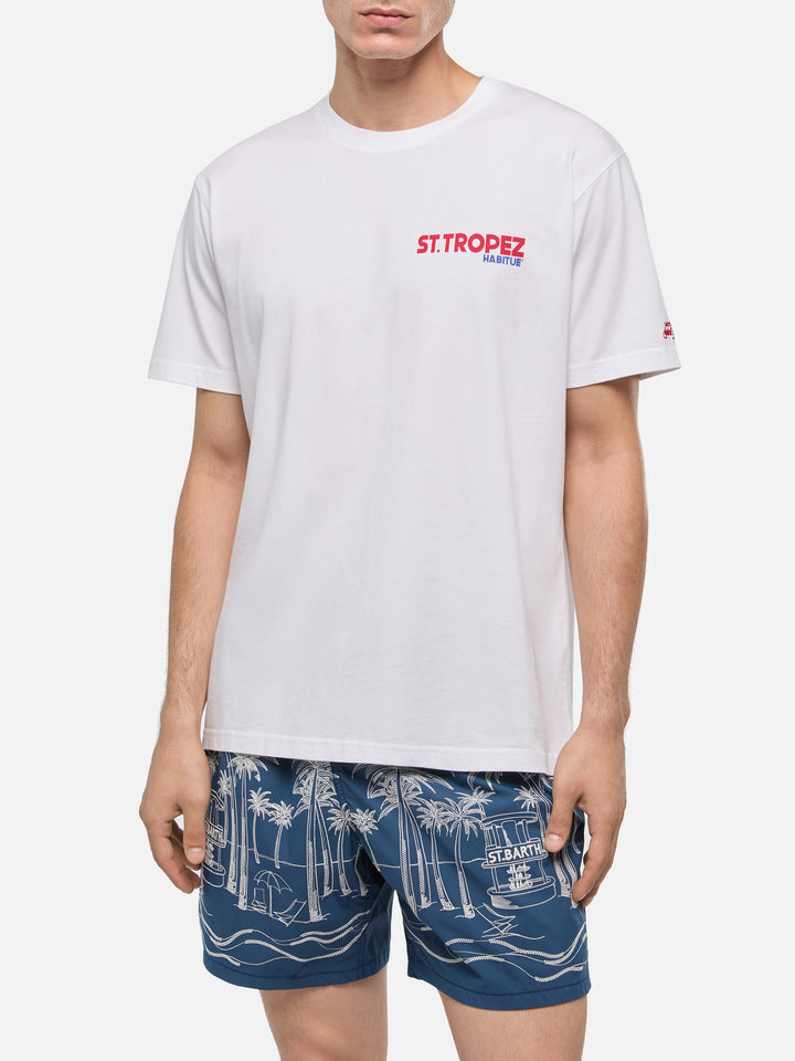 Cotton T-shirt with St. Tropez postcard print - MC2 Saint Barth