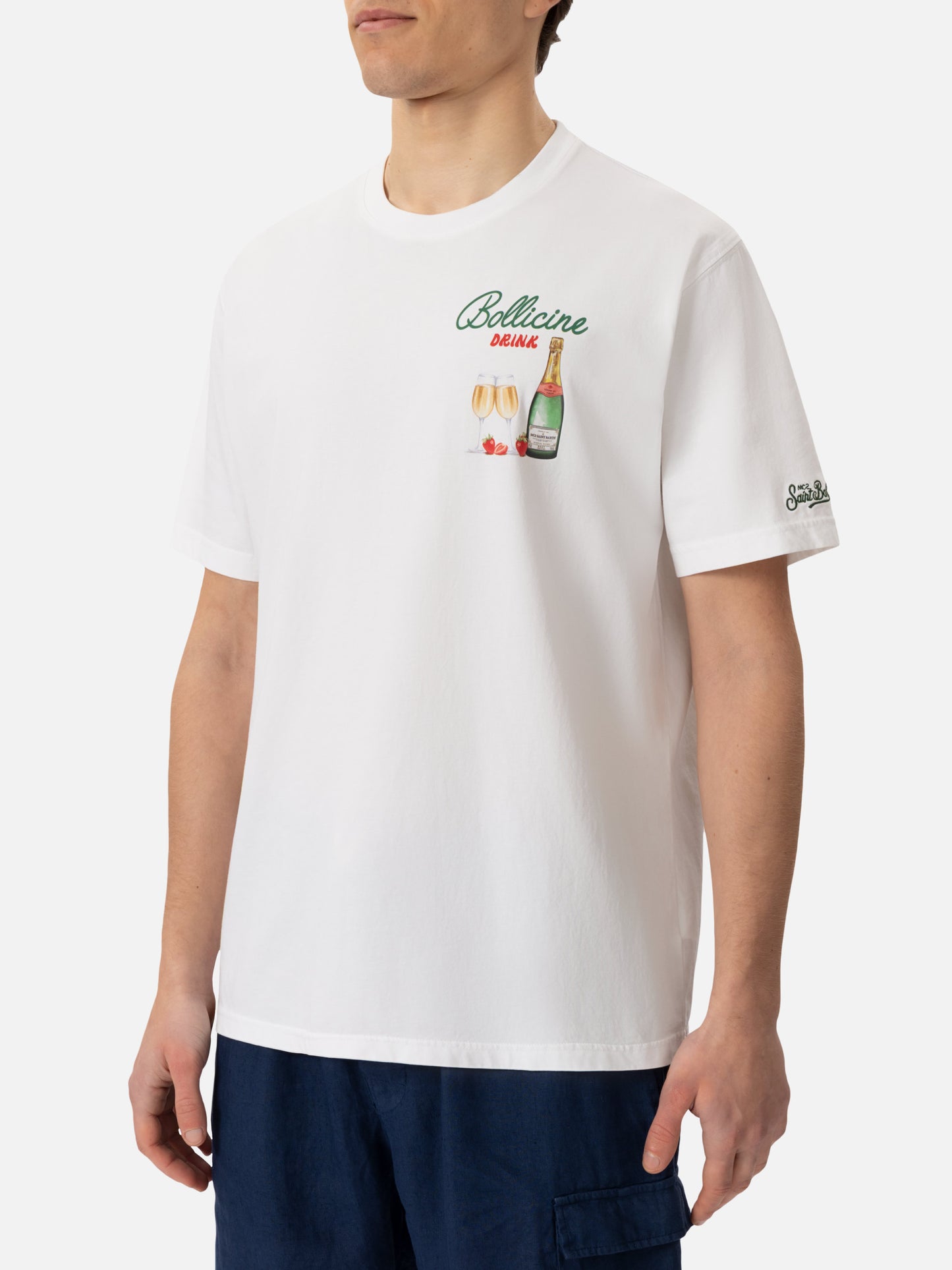 Baumwoll-T-Shirt mit Bollicine-Getränkeaufdruck