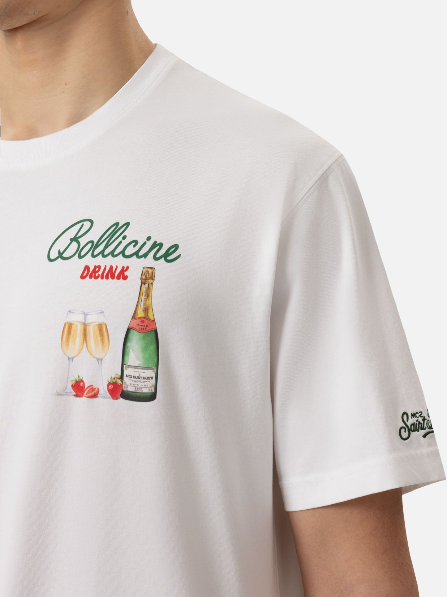 Baumwoll-T-Shirt mit Bollicine-Getränkeaufdruck