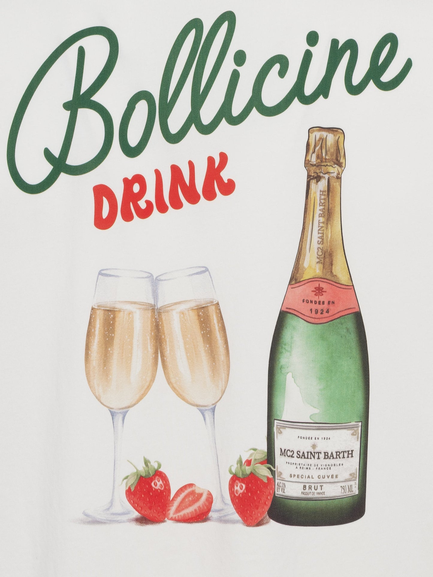 Baumwoll-T-Shirt mit Bollicine-Getränkeaufdruck
