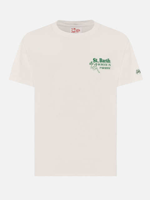 Off-white cotton T-shirt with St. Barth burger paradise print - MC2 Saint Barth