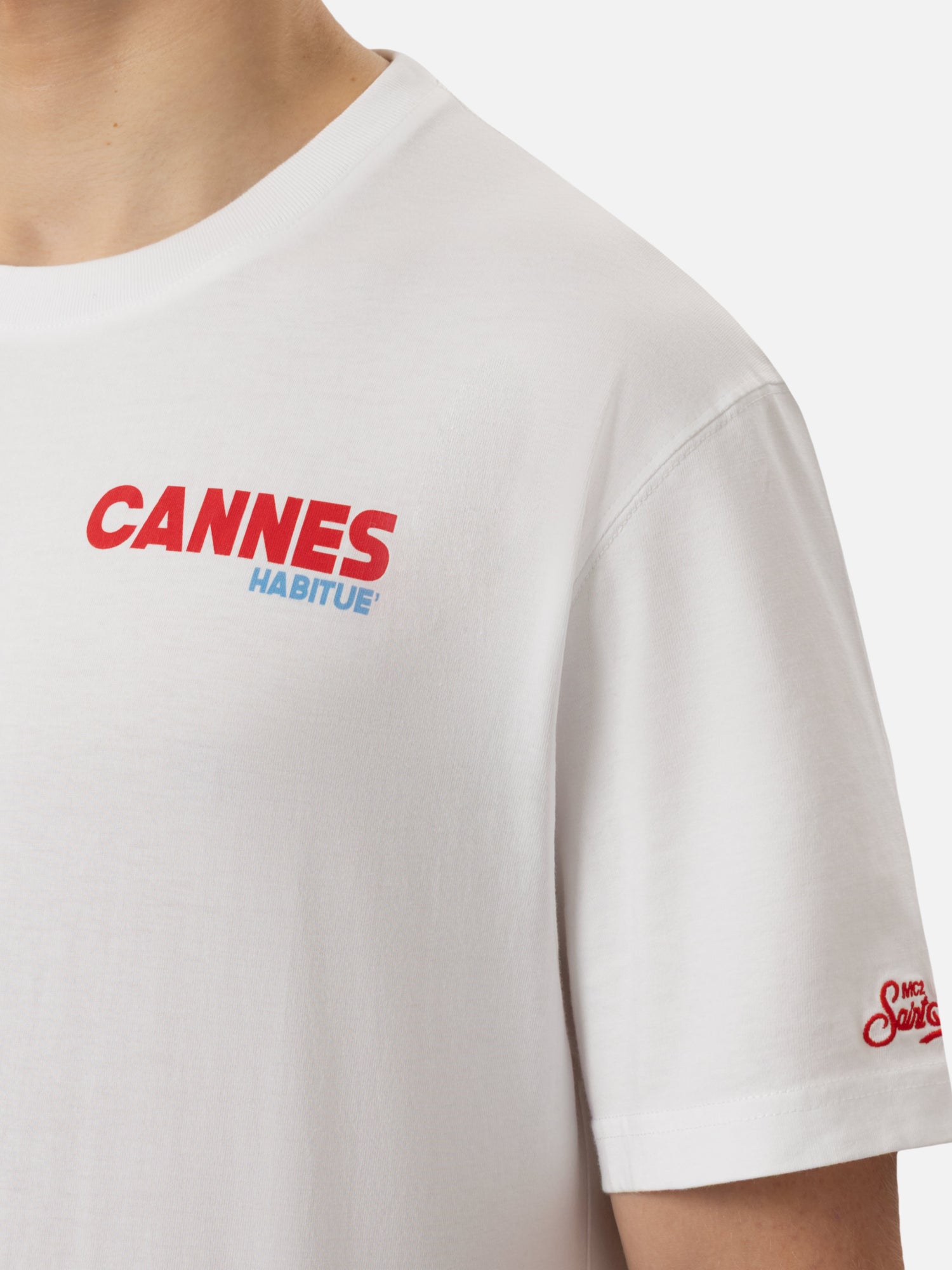 Organic cotton T-shirt with Cannes postcard print - MC2 Saint Barth